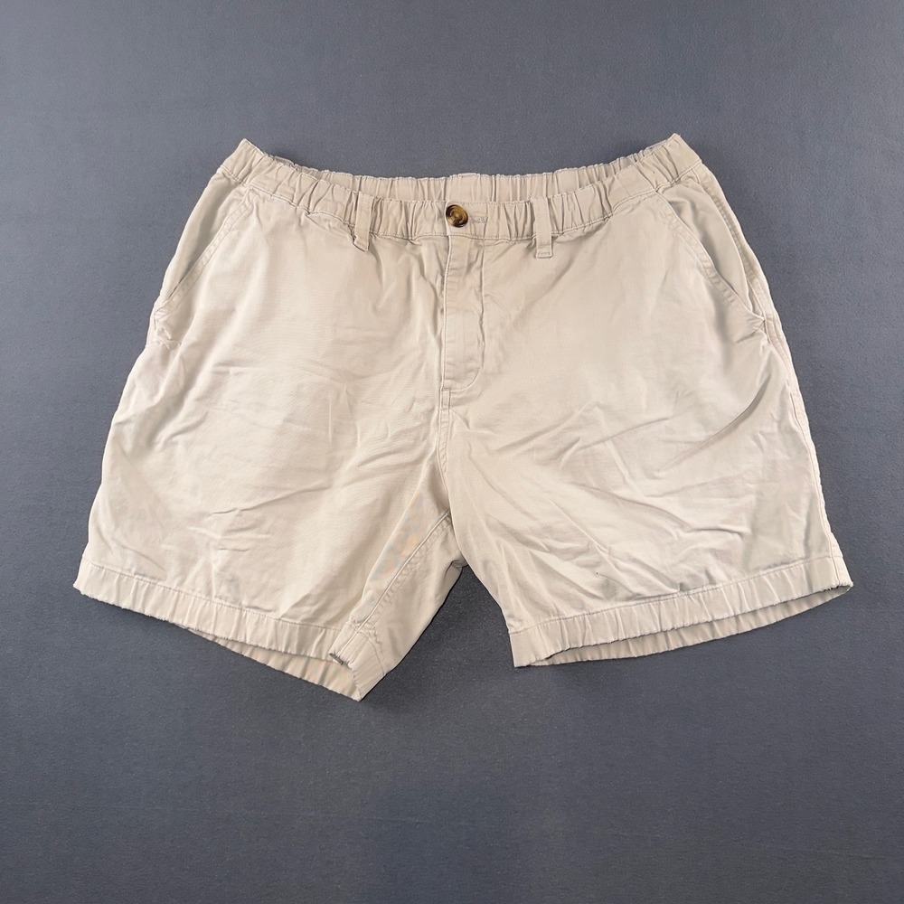 Chubbies Originals Men Khaki Tan Elastic Waist 7 Inch Inseam Shorts Size Large